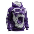 thumbnail image 5 of Men's Christmas Flannel Hooded Sweatshirt Winter Warm Lined Pullover Casual Streetwear Top With Front Pocket Purple XL, 5 of 5