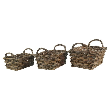 AREOhome Garden Picnic Baskets Rectangle with Handles - Set of