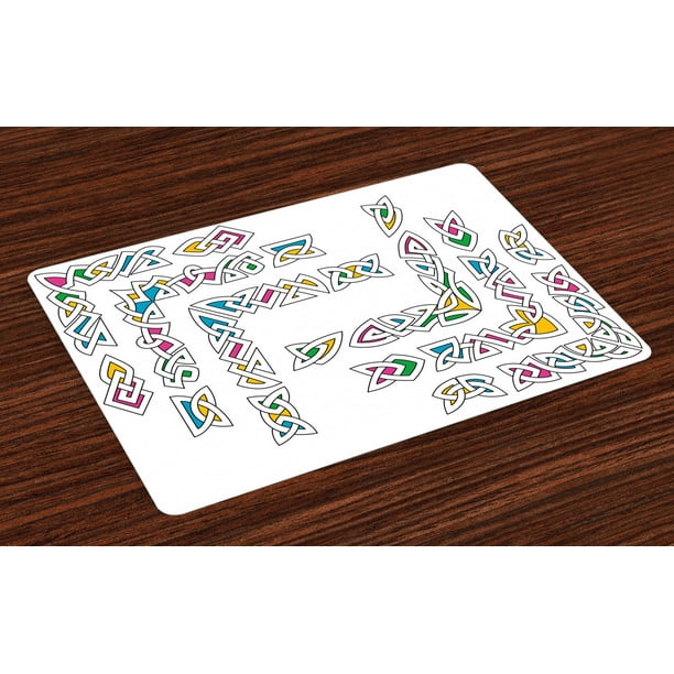Irish Placemats Set of 4 Celtic Ornament Patterns Set Colorful Vibrant