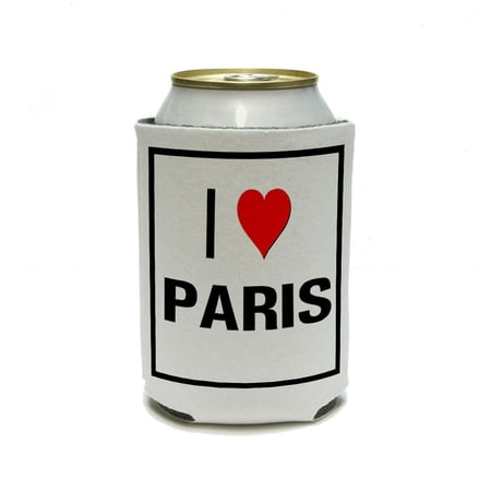 I Love Heart Paris Can Cooler Drink Insulator Beverage Insulated Holder
