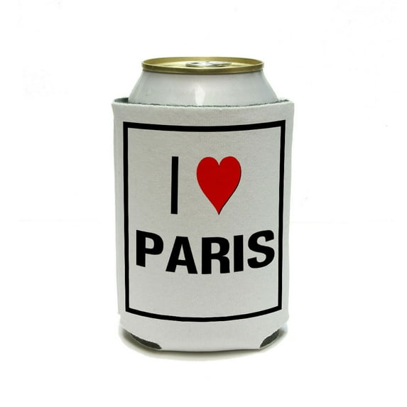 I Love Heart Paris Can Cooler Drink Insulator Beverage Insulated Holder