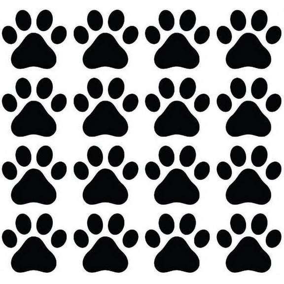 Dog Paw Prints - Vinyl Decals for Walls, (BLACK, 16 Paws) | Each Paw is 2.5 Inches by 2.3-Inches