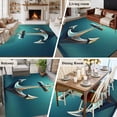 thumbnail image 5 of 8'x10' Area Rugs, Teal Ombre Anchor Indoor Outdoor Area Rug for Living Room Bedroom, Coastal Nautical Metal Luster Anchor Washable Bathroom Rugs Kitchen Floor Carpet Mats Home Decor Aesthetic, 5 of 8