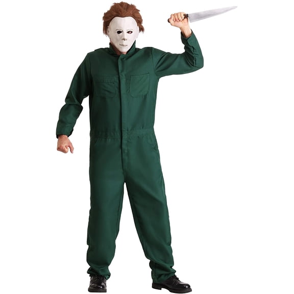 Men's Halloween Michael Myers Green Coveralls Costume One Size
