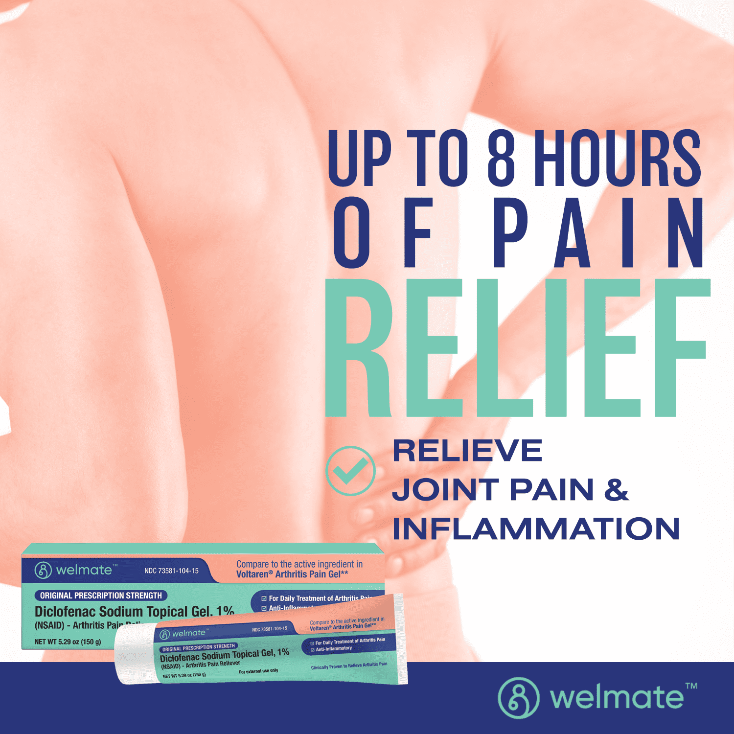 WELMATE Pain Reliever, 1% Diclofenac Sodium Topical Arthritis Gel, 150g (Pack of 3)