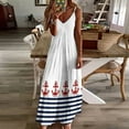 thumbnail image 4 of Nautical navy blue and white stripes with a red anchor Sleeveless Dress evening dress dress dresses Dress for pregnant women, 4 of 6
