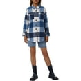 thumbnail image 2 of Womens Sherpa Lined Fleece Plaid Shacket Button Down Long Sleeve Pocketed Oversized Shirt Jacket, 2 of 9