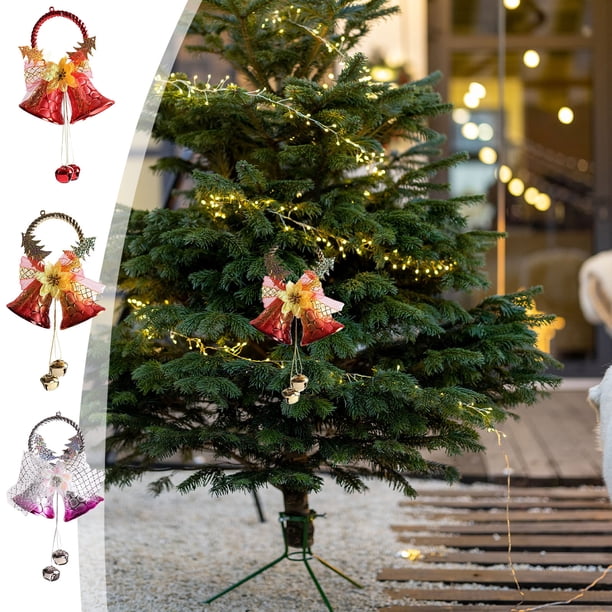 Xihbxyly Campanas Navideñas Colgantes En Rojo, Morado y Dorado, Exquisito Diseño Navideño, Elegante Decoración para Pared, Puerta y Techo, Ambiente Festivo, Reuniones Familiares, Tamaño 23 X 12 X 6 C