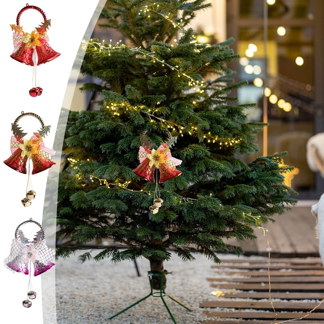 Xihbxyly Campanas Navideñas Colgantes En Rojo, Morado y Dorado, Exquisito Diseño Navideño, Elegante Decoración para Pared, Puerta y Techo, Ambiente Festivo, Reuniones Familiares, Tamaño 23 X 12 X 6 C