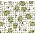 thumbnail image 3 of Serafina Home Farmhouse Fall Decor Vinyl Flannel Back Tablecloth: Country Harvest Green and White Pumpkin Gourds with Taupe Gingham Background (52" x 90" inch, Rectangle), 3 of 3