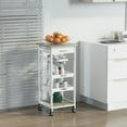 thumbnail image 4 of White Kitchen Island - With Drawer For Cosmetics And Kitchenware Utility Cart Solid Wood Frame Organizing Household Items, 4 of 6