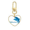 thumbnail image 1 of Blue Ocean friendly Dolphin patron Llavero de metal en forma de corazón dorado, 1 of 3