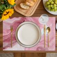 thumbnail image 4 of Pink Marble Placemats Set of 4, Summer Ocean Wave Red Ombre Placemats for Dining Table, Place Mats for Kitchen Tabletop, Waterproof Wipeable Dining Table Mats Set, 4 of 9