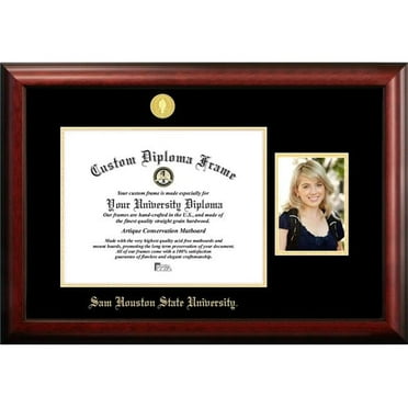 Campus Images TX988PGED-1411 11 x 14 in. Sam Houston State Gold Embossed Diploma Satin Mahogany Frame with 5 x 7 in. Portrait