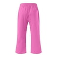 thumbnail image 4 of OGLCCG Girls Summer Capri Pants Drawstring Elastic Waist Cotton Linen Yoga Cropped Pants Trousers Loose Comfy Boho Beach Pants 3-14 Years, 4 of 4