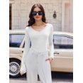 thumbnail image 3 of Ekouaer Womens 3 Pack Long Sleeve Shirts V Neck Ribbed Slim Fit Basic Tops Thermal Undershirts Casual Tee, 3 of 6