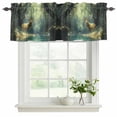 thumbnail image 2 of Green Forest Deer Valances for Windows, Fantasy Vintage Nature Scenery Light Filtering Kitchen Curtains, Rod Pocket Window Valance Curtains for Living Room Bedroom, 42" W x 18" L, 2 Panels, 2 of 9