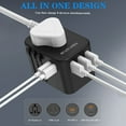 thumbnail image 2 of World International Travel Plug Adapter, Universal Travel Adapter Powerful 35.5W with Pd, QC 3.0 Dual USB-C Power, 3 USB Ports, All-in-one Worldwide Essentials Wall Charger for 200+ Countries, 2 of 7
