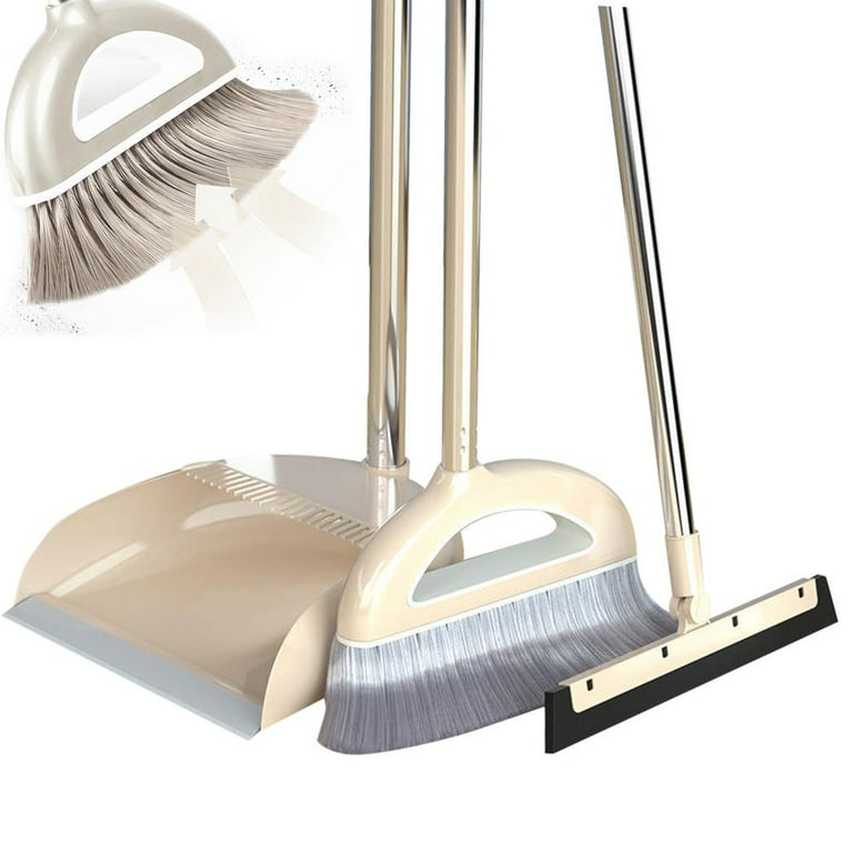 WBM Home Broom and Dustpan Set for Home, Fine Long Bristles, Multi