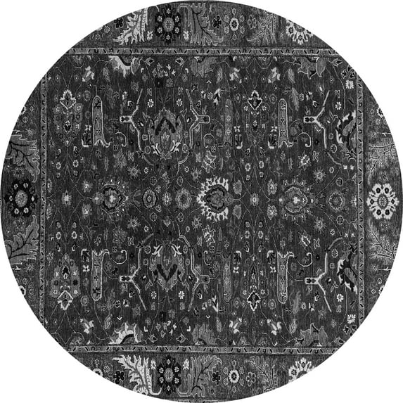 Ahgly Company Indoor Round Abstract Gray Modern Area Rugs, 3' Round