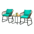 thumbnail image 2 of Gymax 3PCS Outdoor Bistro Set Patio Conversation Furniture Set w/ Turquoise Cushions, 2 of 9