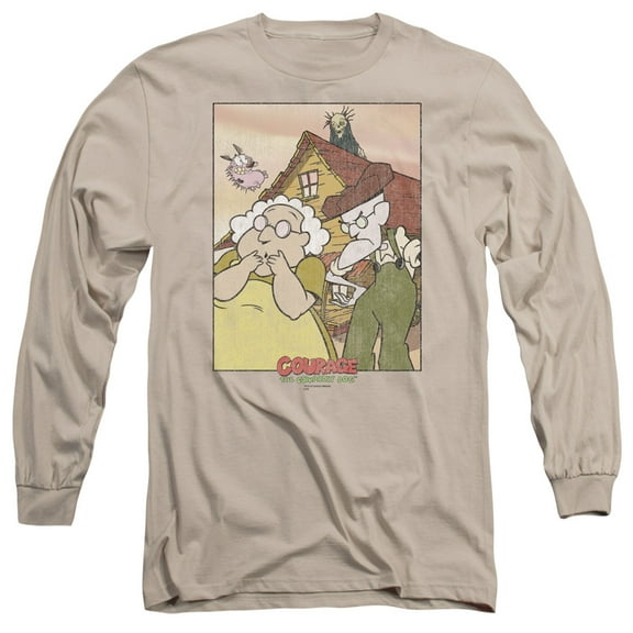 Courage The Cowardly Dog Gothic Courage Long Sleeve Adult 18/1 T-Shirt Sand