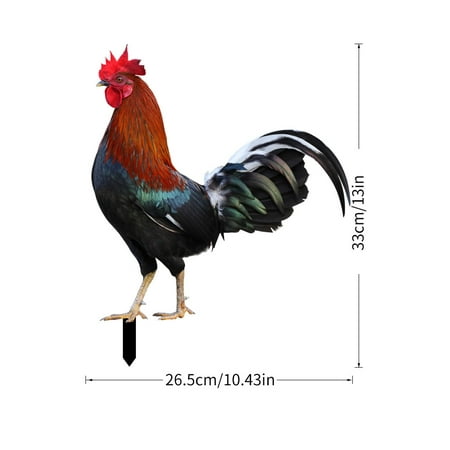 

NUOLUX 1 Set of Acrylic Yard Rooster Signs Realistic Hen Stakes Rooster Shaped Inserted Stakes