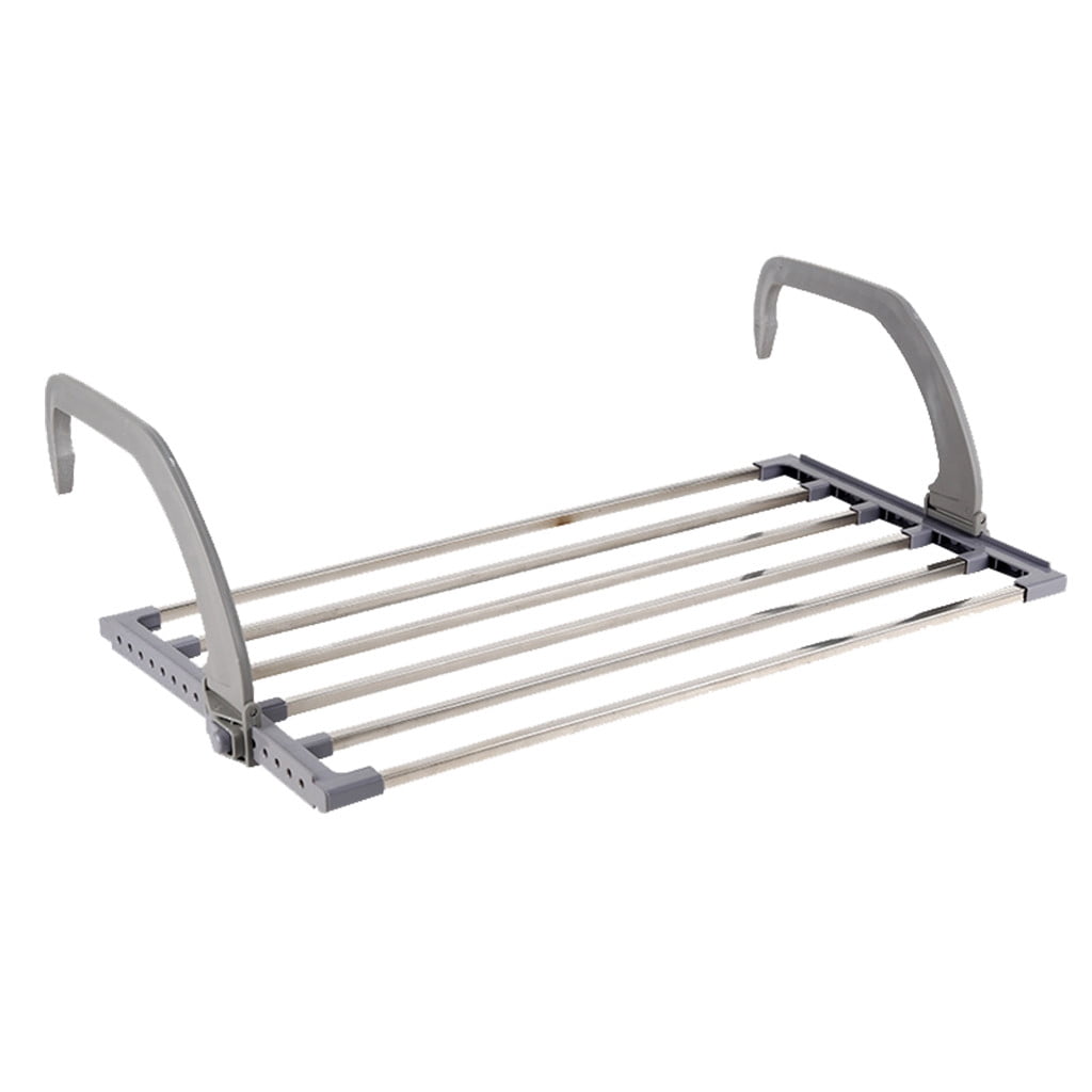 Fridja Foldable Radiator Balcony Indoor Clothes Airer Drying Racks Towel Hanging Rods Grey