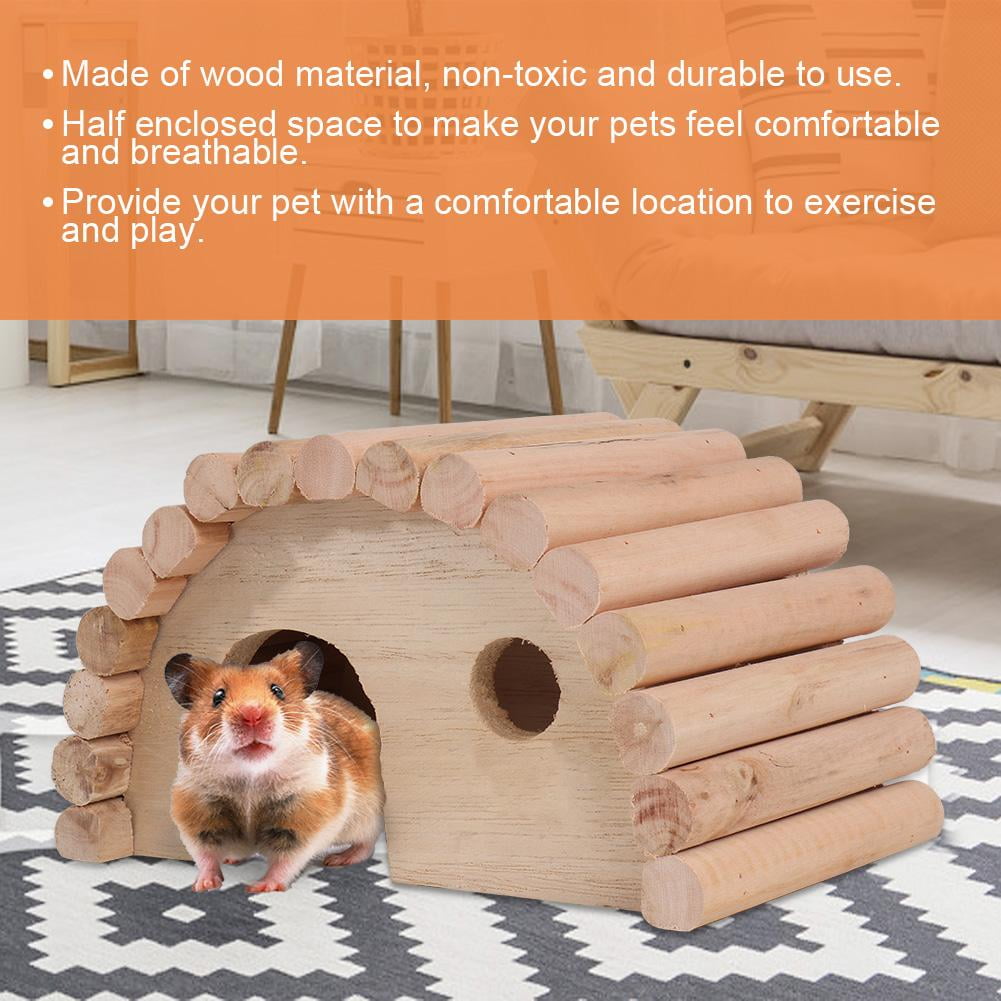 Sonew Hamster Bedding,Wooden Hamster Arch Bed Small Animal Warm House