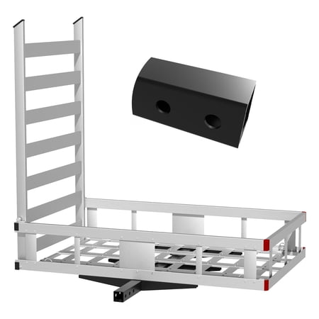 Tanfengu 500 lbs Heavy Duty Hitch Mount Cargo Carrier, 50" Aluminum Folding Ramp Basket, Travel Trailer Luggage Rack with Safety Reflectors for SUV Truck
