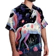 thumbnail image 2 of Starry Unicorn Men's Button Down Casual Hawaiian Print Short Sleeve Summer Beach Shirt, 2 of 6