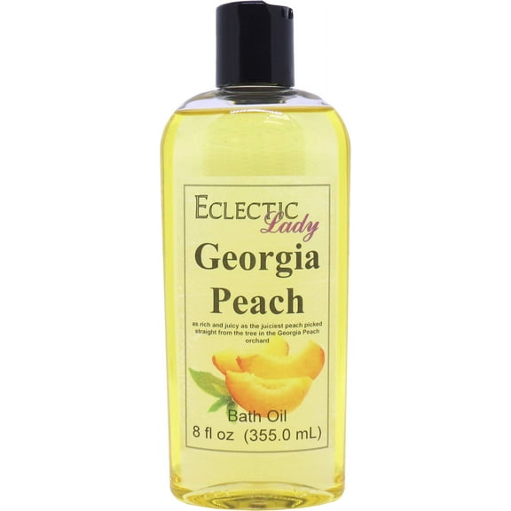 Georgia Peach Bath Oil - Scented Body Oil - Relaxing & Moisturizing Bathing Oil - Fragrance Body Oil For Dry & Rough Sensitive Skin - 8 oz