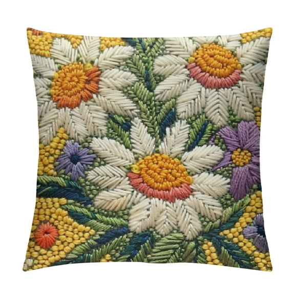 Handicraft Q Daisy Hook Pillow, uare, Wool a