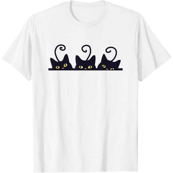 3 Black Cats Funny Cat Lovers Design Women Men Girl Boy Cat T-Shirt Tee
