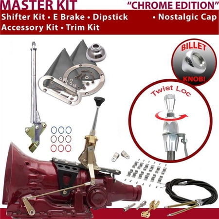 American Shifter C4 Shifter Kit Chrome 6 in. E Brake Cable Clamp Clevis Trim Kit Dipstick for EB485