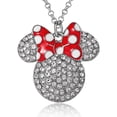 thumbnail image 4 of Disney Minnie Mouse Necklace for Women Official License, 16"+3" Pave Clear Crystal Minnie Necklace with Red Bow, Jewelry, 4 of 6