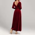 thumbnail image 4 of BVOFAR Women's Elegant Velvet Dress Long Sleeve Square Neck A Line Dresses Cocktail Party Evening Dress Solid Color Flowy Maxi Dresses, 4 of 6