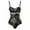Black, variant on WREESH Womens One Piece Swimsuits Vintage Print Lace-Up Swimsuit Bikini Lace Up Swimsuit Long Skirt Chiffon Set Sleeveless Bathing Suits Black