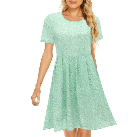 Dresses for Women 2023 Plus Size Summer Casual Midi Clearance Dresses For Women 2023 Women'S Summer Floral Print Casual Straps Short Sleeve Chiffon Versatile Dress