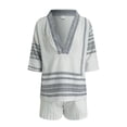 thumbnail image 6 of QGJZVUNL Two Piece Lounge Set for Women Boho Summer Outfits Loose V Neck Top and Shorts Vacation Clothes Size 3XL, 6 of 8