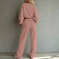 thumbnail image 5 of Sweatsuits Women 2 Piece Outfit 2026 Solid Drawstring Wide Leg Sweatpants Crew Neck Long Sleeve Cropped Tracksuit, 5 of 7