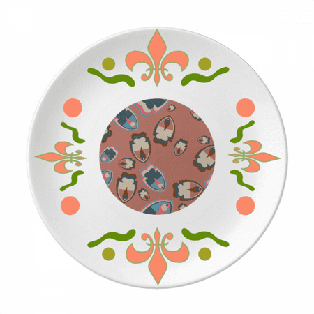 

Color Blocks Tropical Fishes Flower Ceramics Plate Tableware Dinner Dish