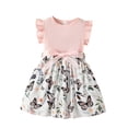 thumbnail image 1 of dmqupv Robe d'École pour Filles Robes pour Tout-Petites Manches Volantées Robe à Imprimé Papillon Robes d'Été de Plage Rose, Taille pour 3-4 Ans, 1 of 5