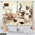 thumbnail image 4 of Coffee Kitchen Curtains, Cafe Brown Tea Retro Art Small Short Cafe Window Curtain Over Sink Bathroom Dining Room Decor Rod Pocket Window Drapes 2 Panels 36"x28" Inch, 4 of 6