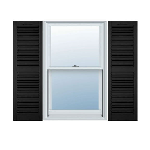 Builders Edge 15 In. x 60 In. Vinyl Louvered Shutter, (2-Pack)