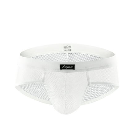 

Binpure Men Mesh Hollow Briefs Breathable Solid Color Low Waist Underwear