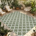 thumbnail image 2 of Outdoor Rug 5x8 ft Moss Green White Geometric Waterproof Outdoor Patio Rug Mat Non Slip Outside Area Rugs Carpet for RV,Camping,Porch,Deck,Pool,Balconybackyard,Minimalist Morocco Pattern, 2 of 9