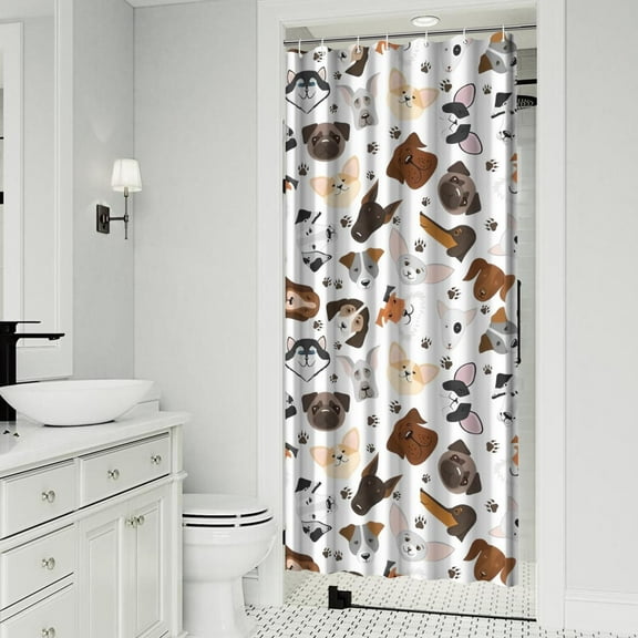 Dachshund Dog Boston Terrier Dog Shower Curtain 36x72in ,Bathroom Decorative Shower Curtains Set with 12 Hooks,Modern Waterproof Washable Shower Curtain