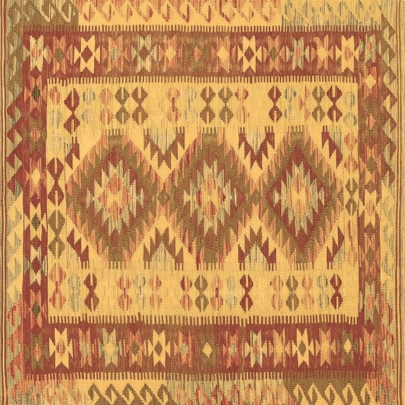 Ahgly Company Indoor Square Southwestern Brown Country Area Rugs, 7' Square