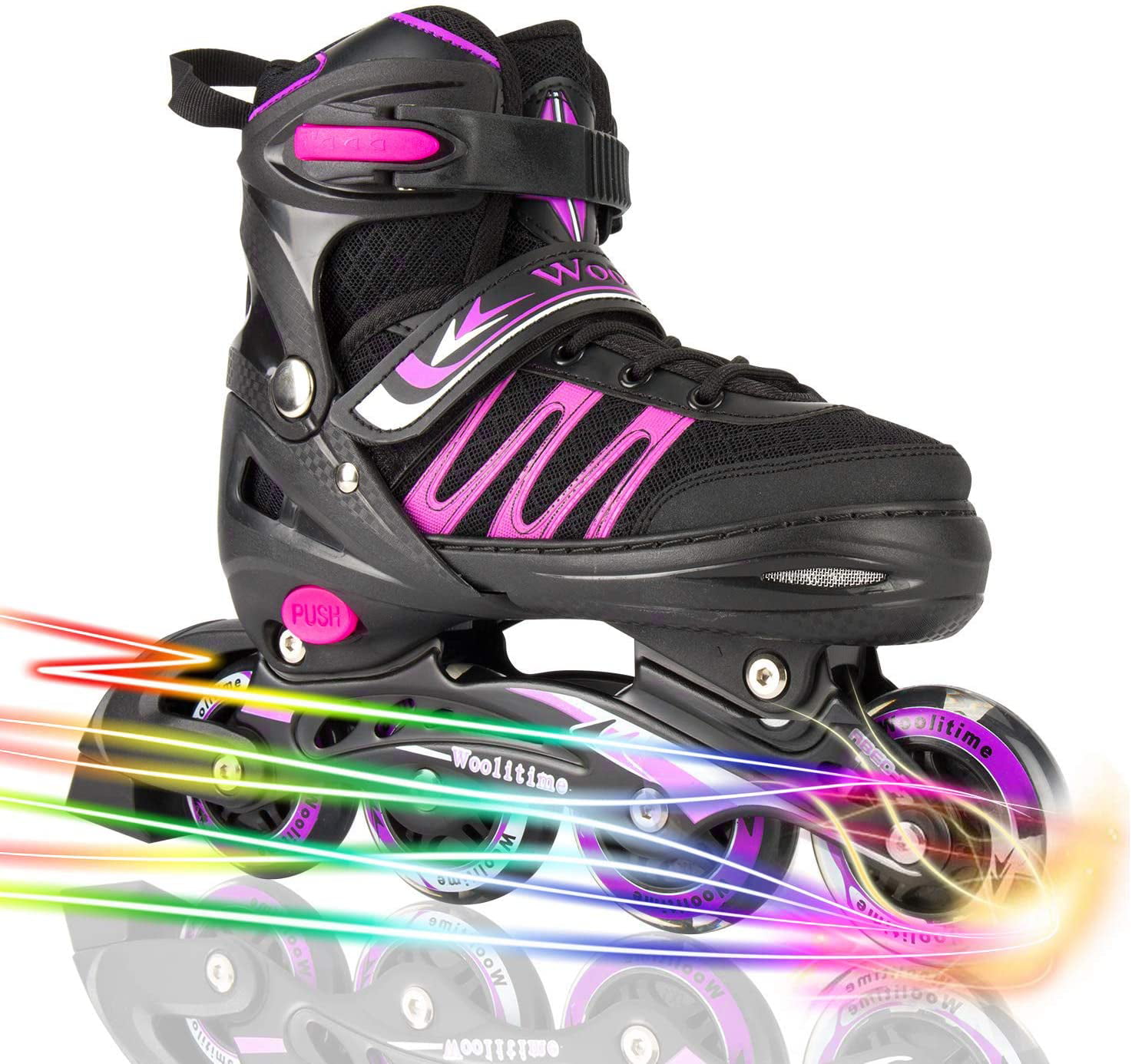 Details about   Woolitime Inline Skates w/ Adjustable Flash Light Wheels Roller Blades for Kids 